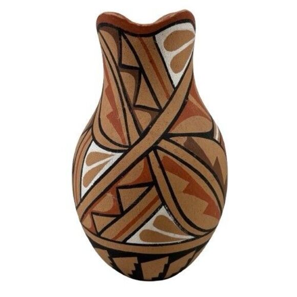 Toya Jemez Pueblo Pottery Pot Vase Redware Native American Hand Painted Signed - Picture 1 of 9